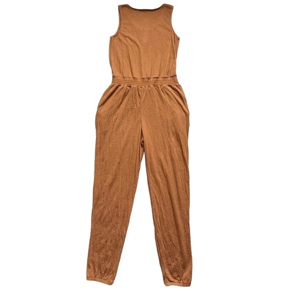 Maurices Mustard Yellow Gold Drawcord Waist Pocket Sleeveless Jumpsuit S - Picture 4 of 9